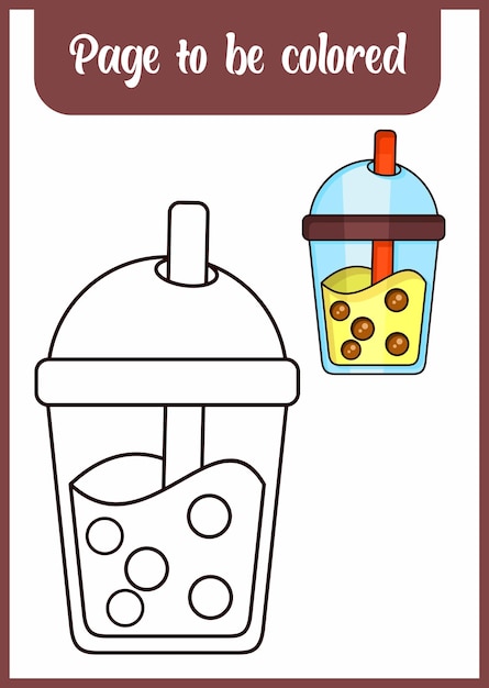 Coloring book for kids cute drink