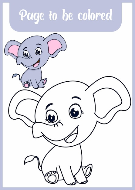 Coloring book for kids cute elephants