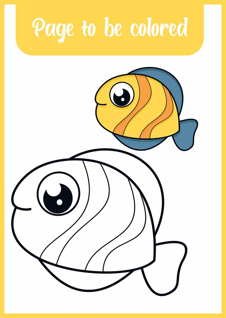 Premium Vector | Coloring book for kids cute fish