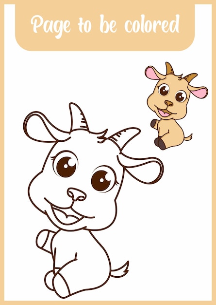 Coloring book for kids cute goat