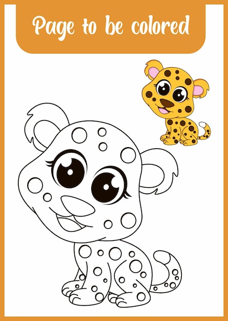 Coloring book for kids cute jaguar