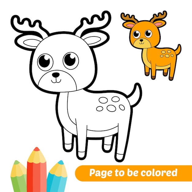 Coloring book for kids deer vector