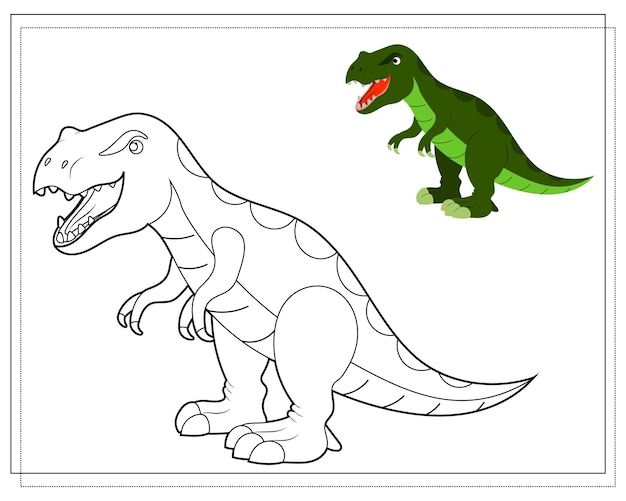 Vettore libro da colorare per bambini dinosauro tyrannosaurus vector