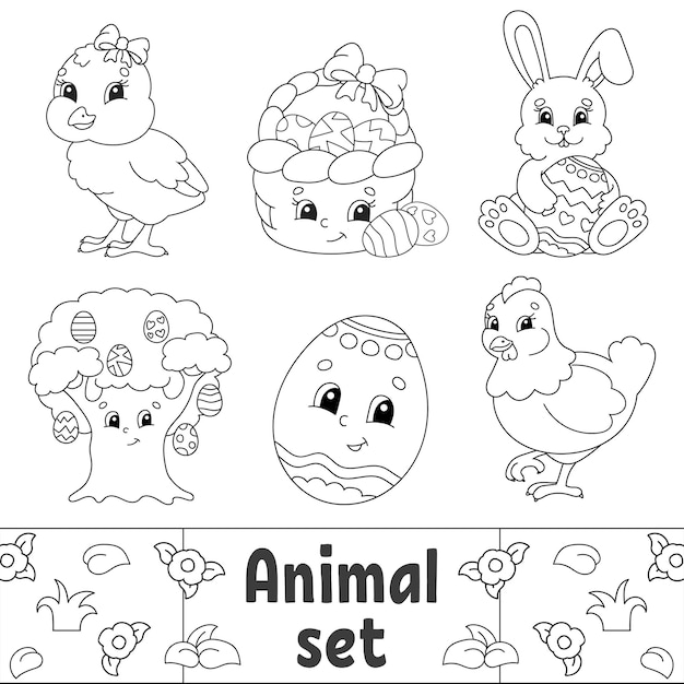 Coloring book for kids Easter clipart