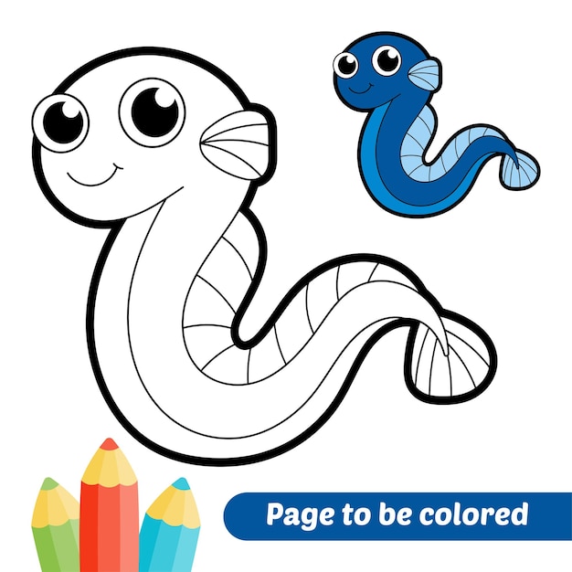 Coloring book for kids eel vector