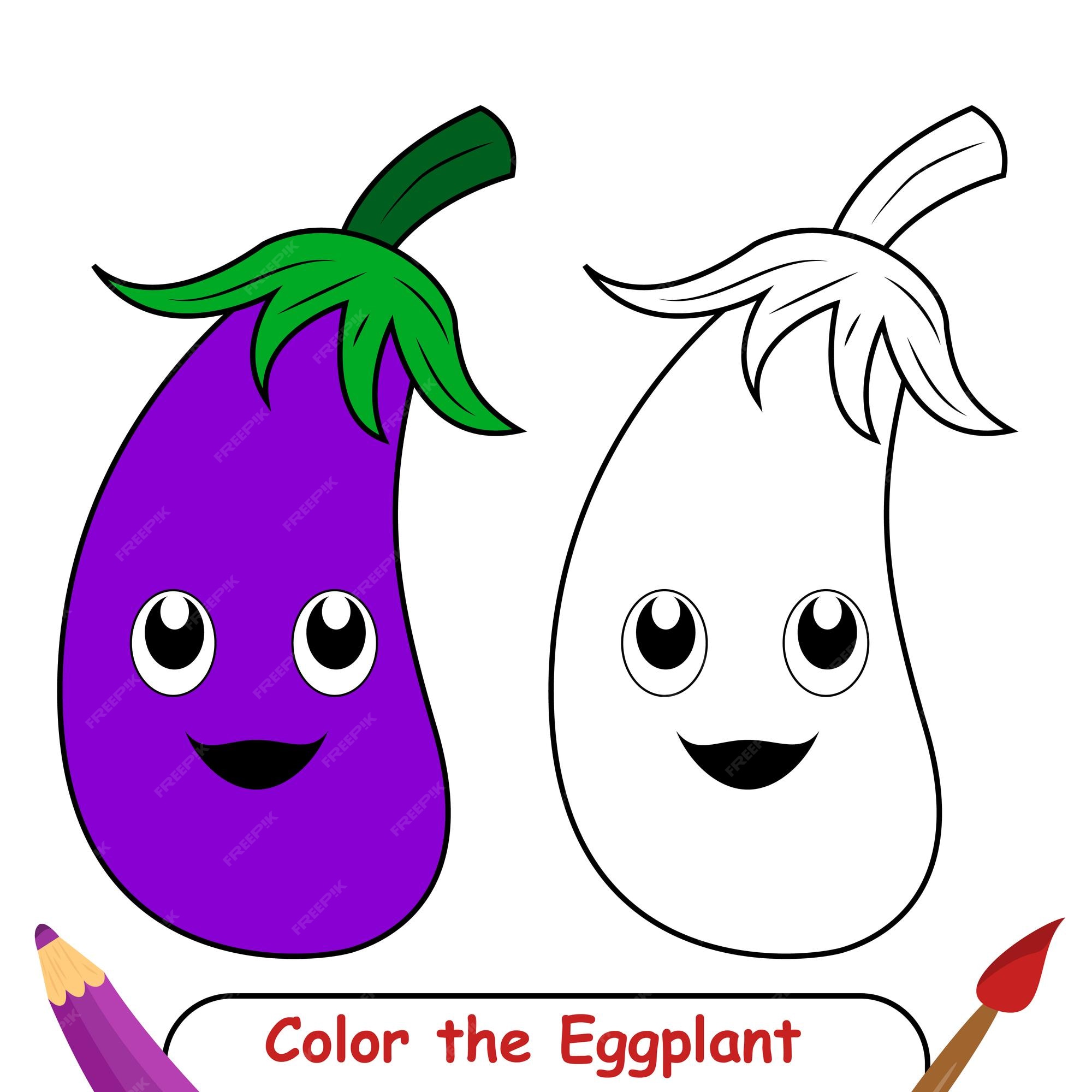 Premium Vector | Coloring book for kids, eggplant vector graphics