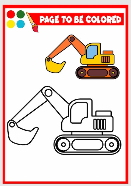 Coloring book for kids excavator