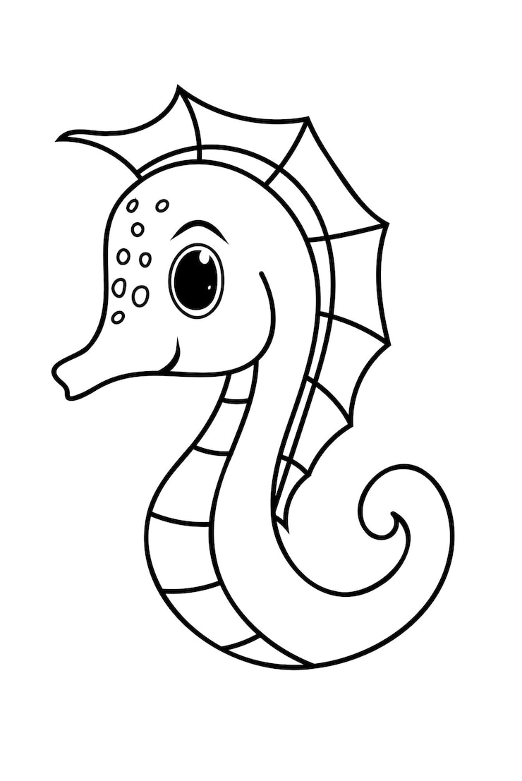 Coloring book for kids features a seahorse page perfect for little ones to color
