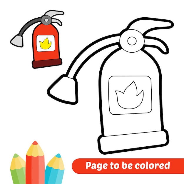 Coloring book for kids fire extinguisher vector