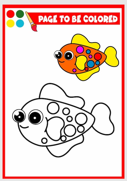 Libro da colorare per bambini pesce