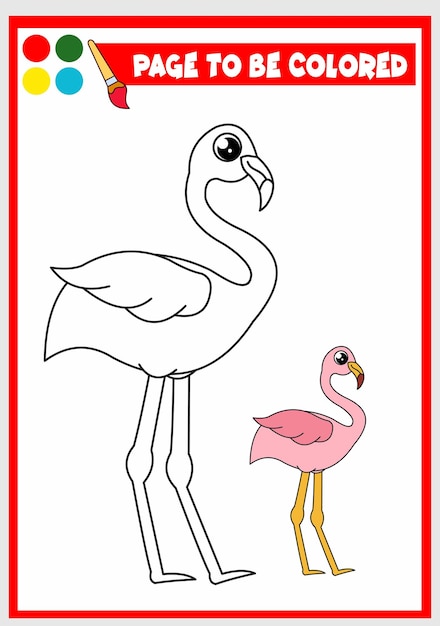 Coloring book for kids flamingo