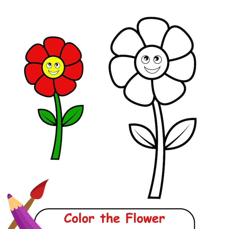 वेक्टर coloring book for kids, flower vector graphics