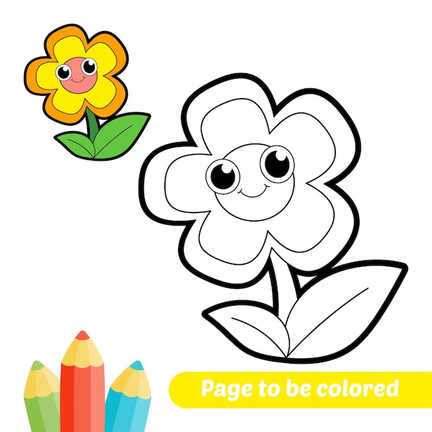 Libro da colorare per bambini vettore di fiori