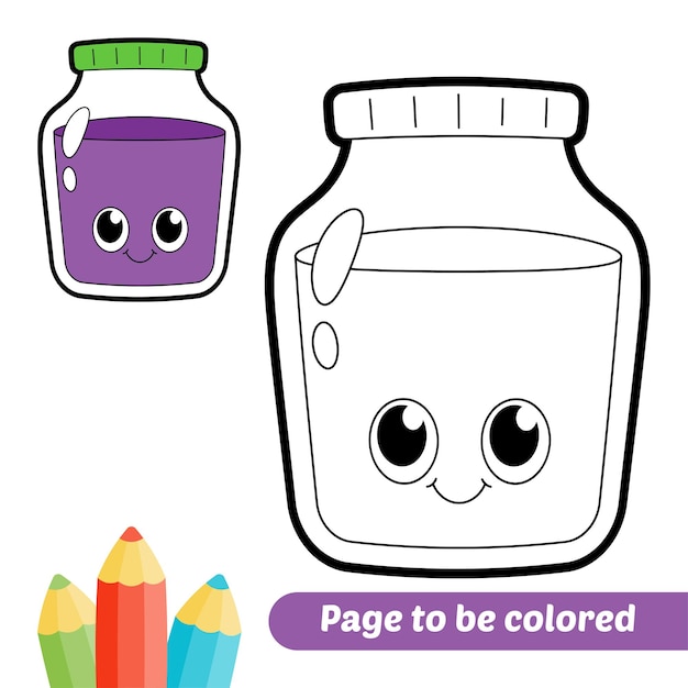 Coloring book for kids glass jar vector