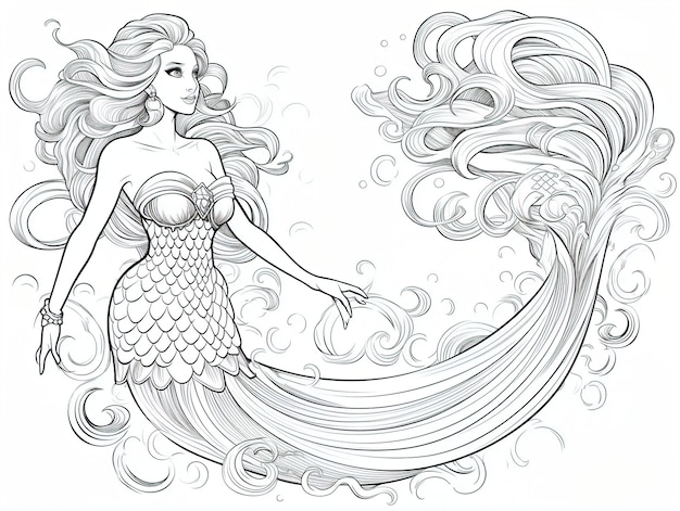 coloring book for kids gorgeous mermaid simple moderate detail
