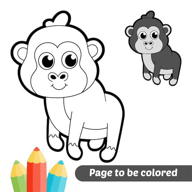 Книжка-раскраска для детей вектор гориллы