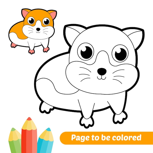 Coloring book for kids hamster vector