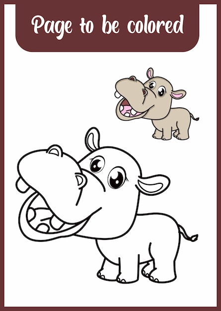 Coloring book for kids hippo