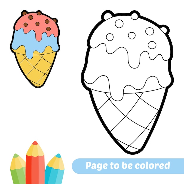 Coloring book for kids ice cream vector