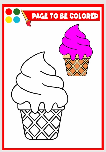 Coloring book for kids ice cream