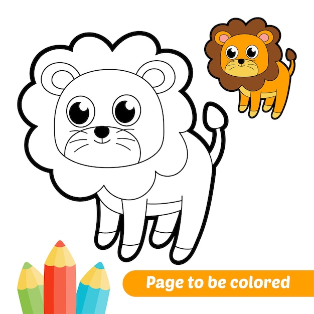 Книжка-раскраска для детей лев вектор