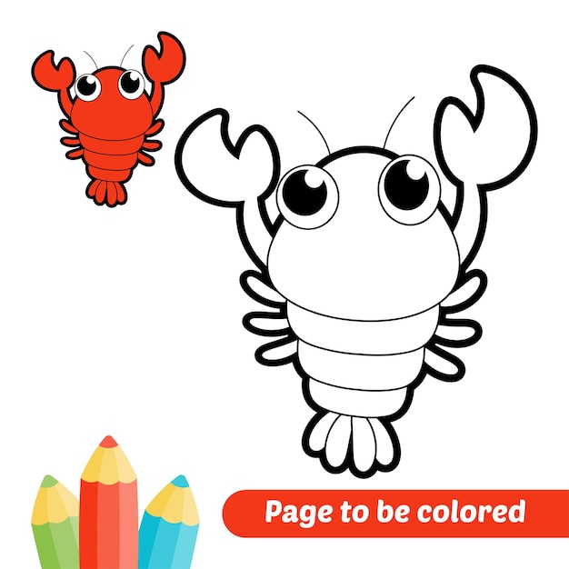 Vettore libro da colorare per bambini vettore di aragosta