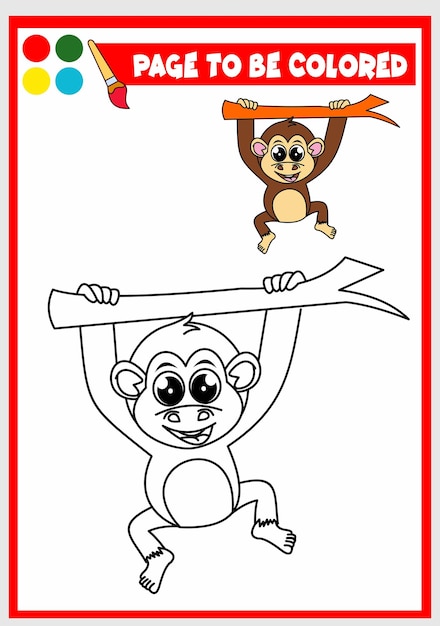 Coloring book for kids monkey