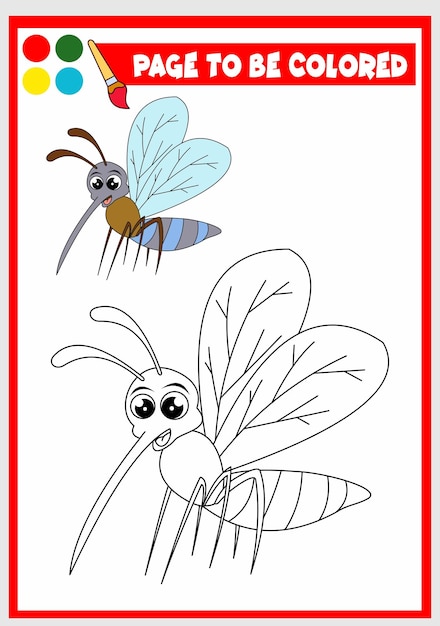 Coloring book for kids mosquito