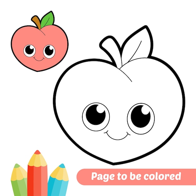 Coloring book for kids peach vector