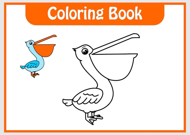 Coloring book for kids pelican