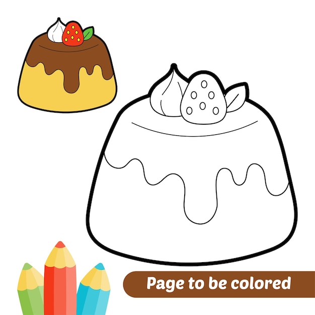 Coloring book for kids pudding vector