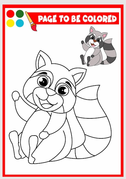 Coloring book for kids raccoon