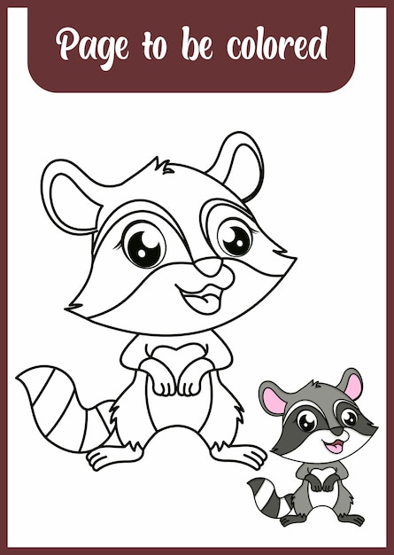 Coloring book for kids raccoon