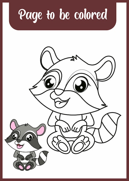 Coloring book for kids raccoon