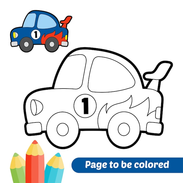 Vettore libro da colorare per bambini vettore di auto da corsa