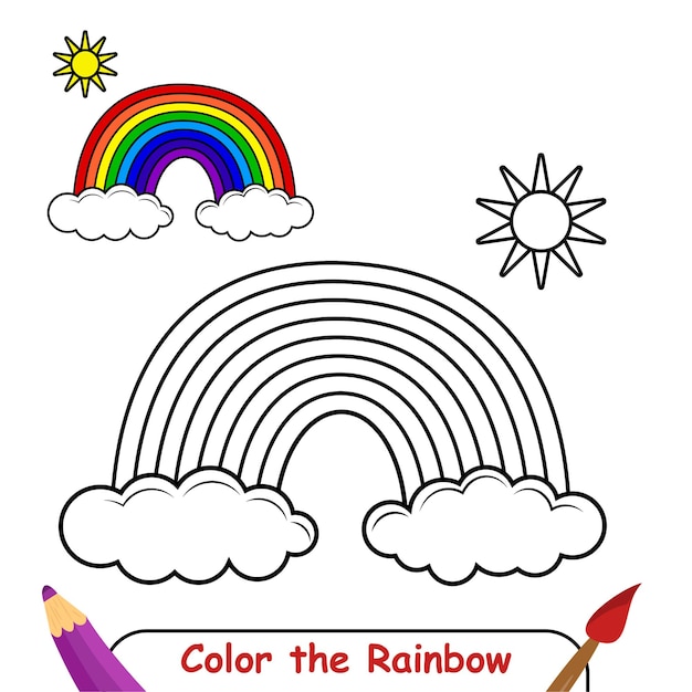 Vettore libro da colorare per bambini, grafica vettoriale arcobaleno