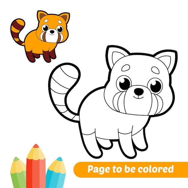 Coloring book for kids red panda vector