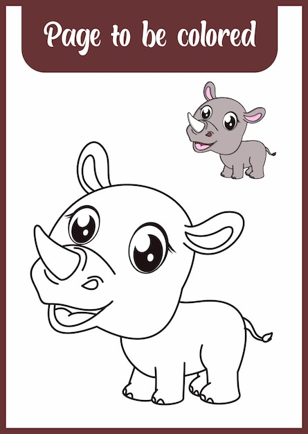 Coloring book for kids rhino