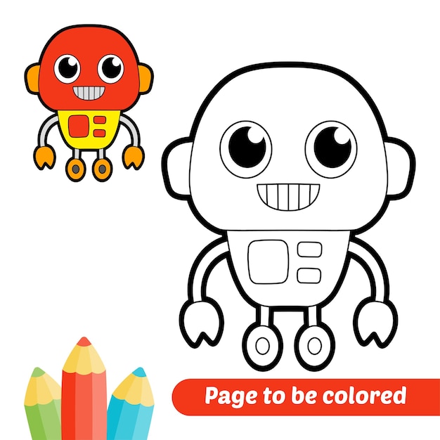 Coloring book for kids robot vector
