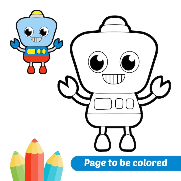 Libro da colorare per bambini robot vettoriale