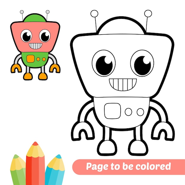 Libro da colorare per bambini robot vettoriale