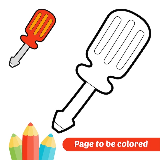 Coloring book for kids screwdriver vector