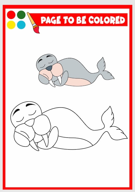 Coloring book for kids seals