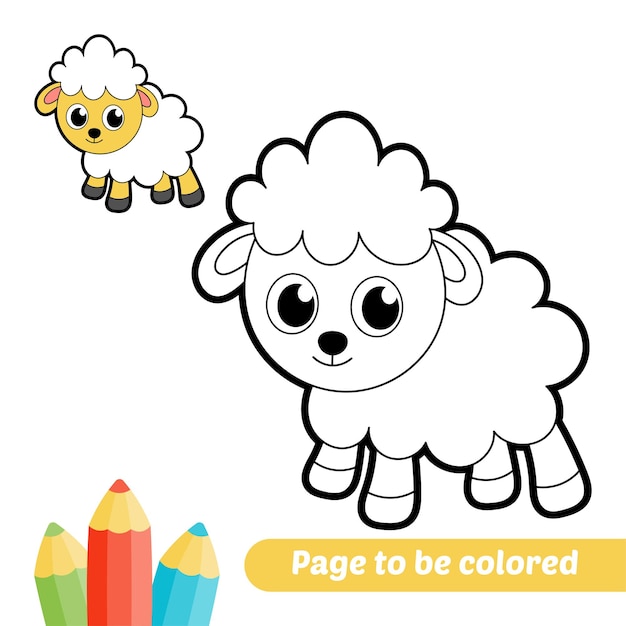 Coloring book for kids sheep vector