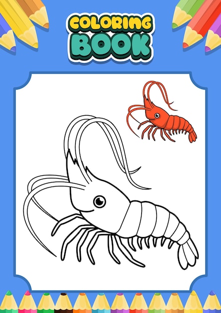 coloring book for kids shrimp