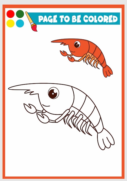 Coloring book for kids shrimp