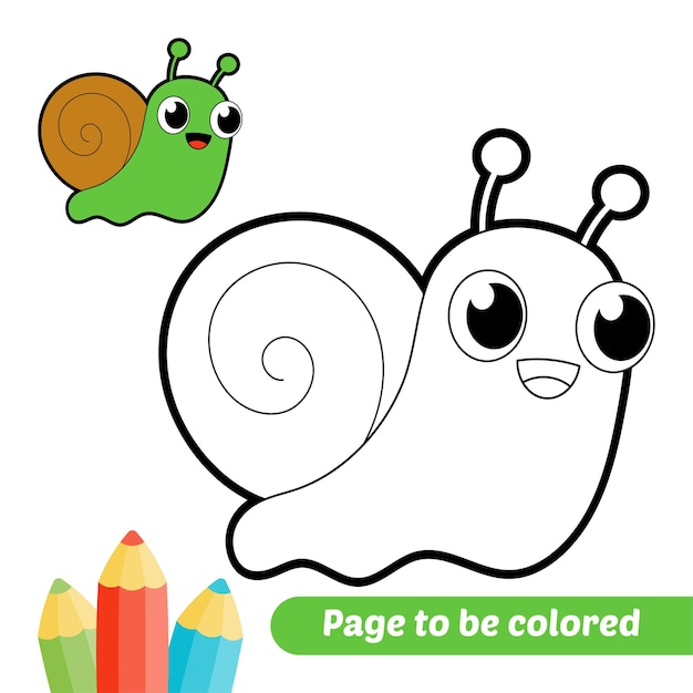 Coloring book for kids snail vector