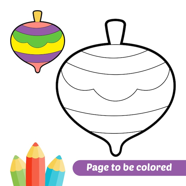 Coloring book for kids spinning top vector