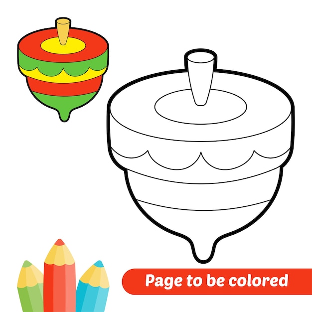 Coloring book for kids spinning top vector