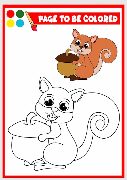 Coloring book for kids squirrel